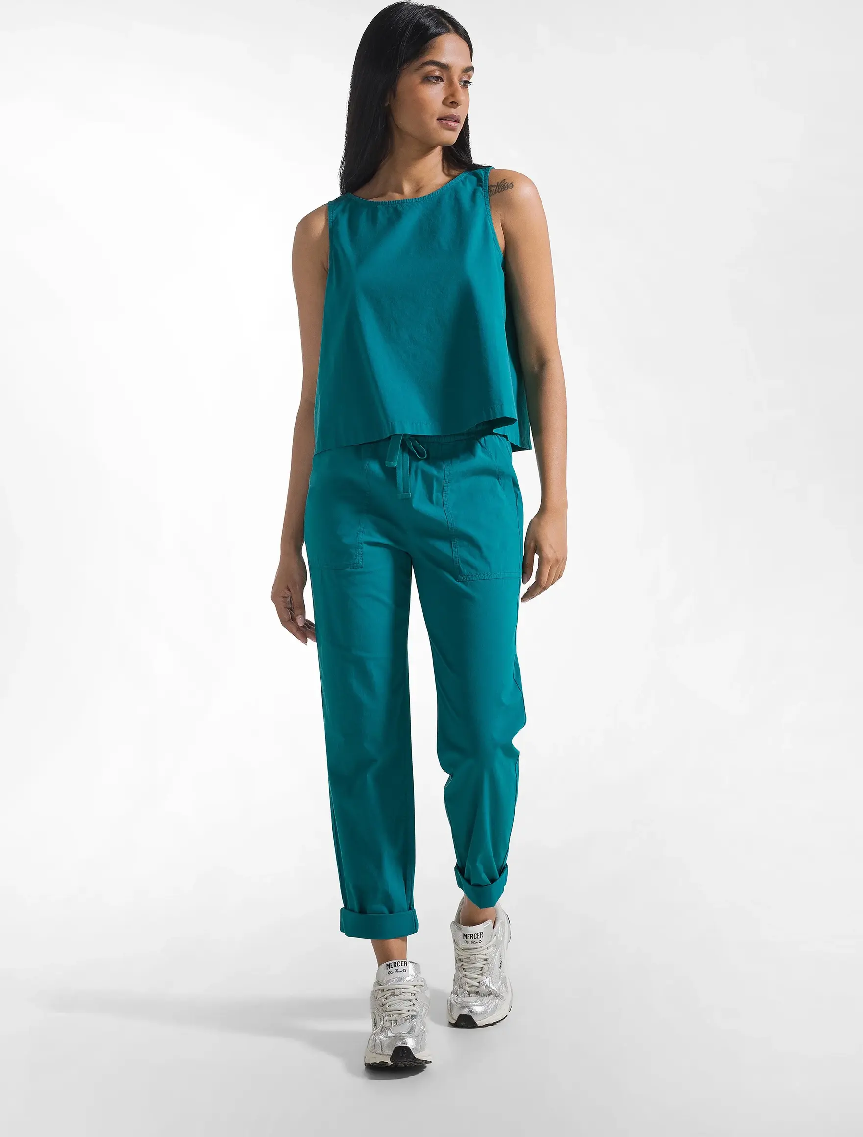 Deha STRAIGHT FIT HOSE AUS STRETCH-POPLINE